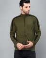 Shop Men's Green Color Block Slim Fit Jacket-Front