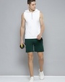 Shop Men's Green Color Block Slim Fit Shorts-Front