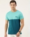 Shop Men's Green Colourblocked T-shirt-Front