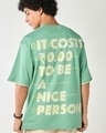 Shop Men's Green Costs Typography Super Loose Fit T-shirt-Front