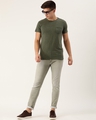 Shop Men's Olive Self Design Cotton T-shirt-Full