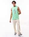 Shop Men's Green Create Good Stories Graphic Printed Oversized Vest-Full