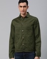 Shop Men's Green Denim Jacket-Front