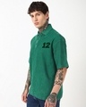 Shop Men's Green Escape Typography Oversized Acid Wash Polo T-shirt-Full