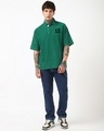 Shop Men's Green Escape Typography Oversized Acid Wash Polo T-shirt