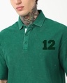 Shop Men's Green Escape Typography Oversized Acid Wash Polo T-shirt