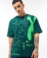 Shop Men's Green Flex Graphic Printed Oversized T-shirt-Front