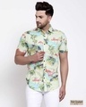 Shop Men's Green Floral Prin T-Shirt-Front