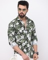 Shop Men's Green Floral Printed Slim Fit Shirt