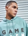 Shop Men's Green Game Over Minimal Graphic Printed Oversized Hoodies