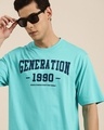 Shop Men's Blue Generation Typography Oversized T-shirt-Front