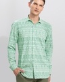 Shop Men's Green Gens Printed Slim Fit Shirt-Front