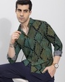 Shop Men's Green Geometric Printed Slim Fit Shirt-Design