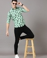 Shop Men's Green Geometric Printed Slim Fit Shirt-Full