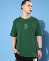 Shop Men's Green Graphic Printed Oversized T-shirt-Front