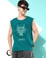 Shop Men's Green Graphic Printed Oversized Vest-Front