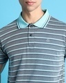 Shop Men's Green & Grey Striped Polo T-shirt