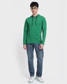 Shop Men's Green Henley Hoodie T-shirt-Full