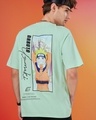 Shop Men's Green Hidden Leaf Naruto Graphic Printed Oversized T-shirt-Front