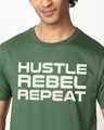 Shop Men's Green Hustle Rebel Repeat Typography T-shirt