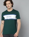 Shop Men's Green Hype Typography Slim Fit T-shirt-Front