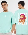 Shop Men's Green I Need Some Space Teddy Graphic Printed Oversized T-shirt-Front