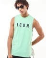 Shop Men's Green Icon Typography Oversized Vest-Front