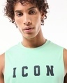 Shop Men's Green Icon Typography Oversized Vest