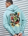 Shop Men's Green Justice League Graphic Printed Oversized Hoodies-Front