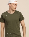 Shop Men's Olive Laser Cut T-shirt-Full