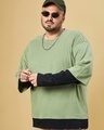 Shop Men's Green Layered Oversized Plus Size T-shirt-Front