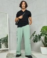 Shop Men's Green Loose Fit Cargo Korean Pants-Full