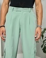 Shop Men's Green Loose Fit Cargo Korean Pants