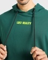 Shop Men's Green Lost Reality Typography Super Loose Fit Hoodie