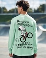 Shop Men's Green Move On Graphic Printed Oversized T-shirt-Front