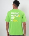 Shop Men's Green Music Makes Me High Oversized T-shirt-Design