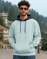 Shop Men's Green & Navy Blue Oversized Hoodies-Front