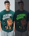 Shop Men's Green Night of the Heebies Graphic Printed Oversized T-shirt-Front