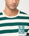 Shop Men's Green & Off White Striped T-shirt