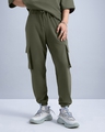 Shop Men's Green Oversized Cargo Joggers-Front