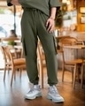 Shop Men's Green Oversized Cargo Joggers-Front