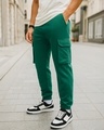 Shop Men's Green Oversized Cargo Warm Joggers-Front
