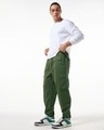 Shop Men's Green Oversized Cargo Parachute Pants-Full