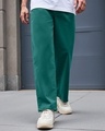 Shop Men's Green Straight Fit Casual Pants-Front