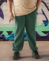 Shop Men's Green Oversized Plus Size Acid Wash Joggers-Front