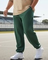 Shop Men's Green Oversized Plus Size Acid Wash Joggers-Front