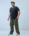Shop Men's Green Oversized Plus Size Cargo Pants-Full
