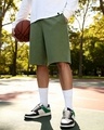 Shop Men's Green Oversized Shorts-Front