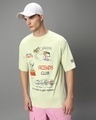 Shop Men's Green Peanuts Friends Club Graphic Printed Oversized T-shirt-Front