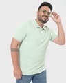 Shop Men's Green Plus Size Classic Pique Polo T-shirt-Front